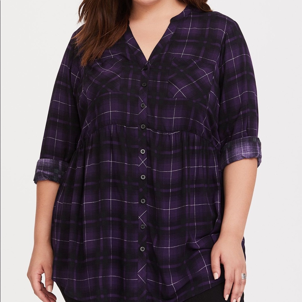 Torrid flannel tunic top